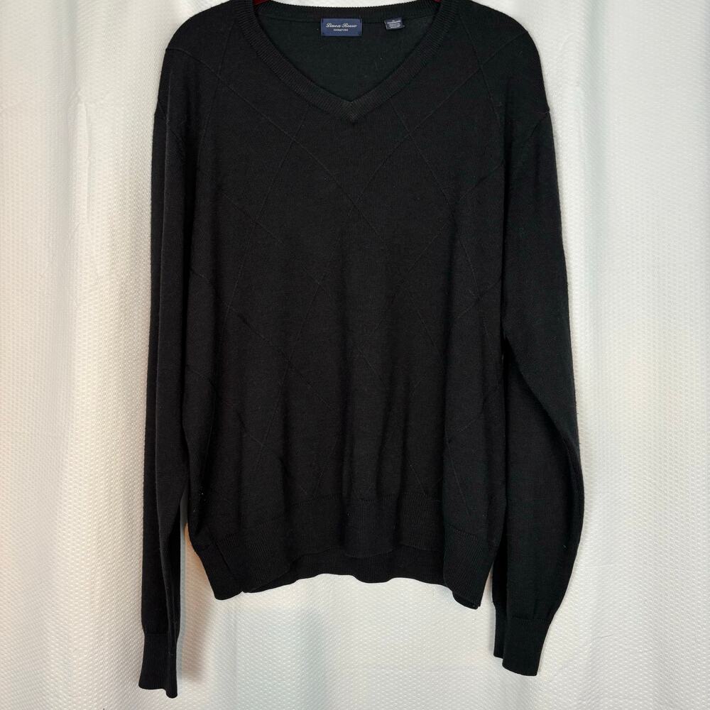Linea Rosso merino wool blend black diamond print sweater grandpacore academia